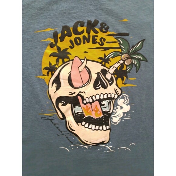 Jack & Jones T-Shirt Boys Large Blue Short Sleeve - Picture 2 of 6